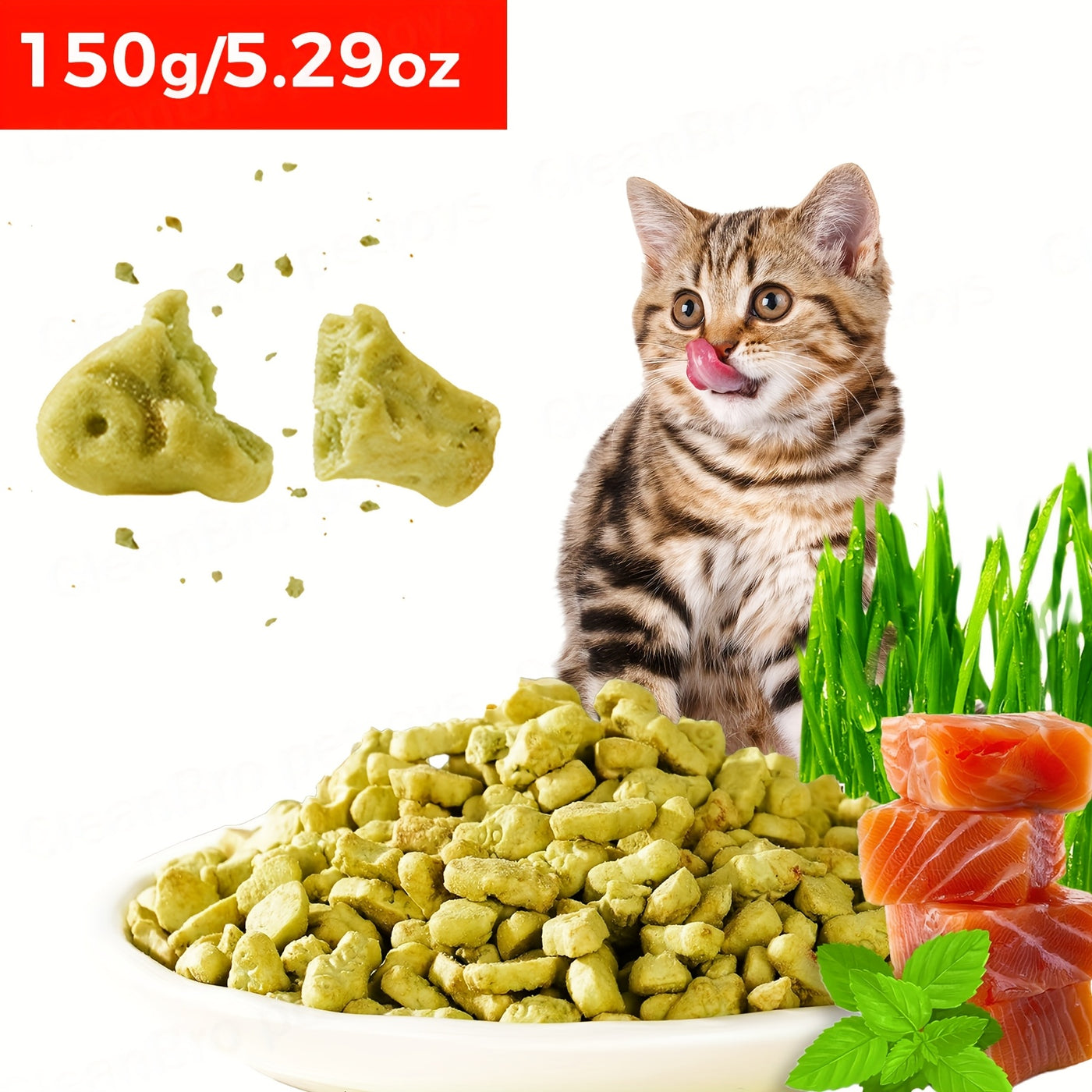 Catnip Cookie Cat Snacks with Cat Grass – Fish-Flavored Dental Molar Sticks for Teeth Cleaning, Hairball Control & Healthy Weight, Natural Treats for Indoor Cats, 150g