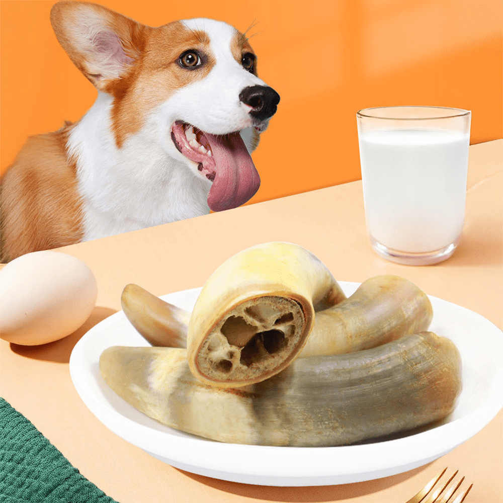 Ox Horn Dog Chews Natural Long Lasting High-Protein Low-Fat Easily Digestible Dog Treat for Small Medium Large Dogs Training Reward 130-150g