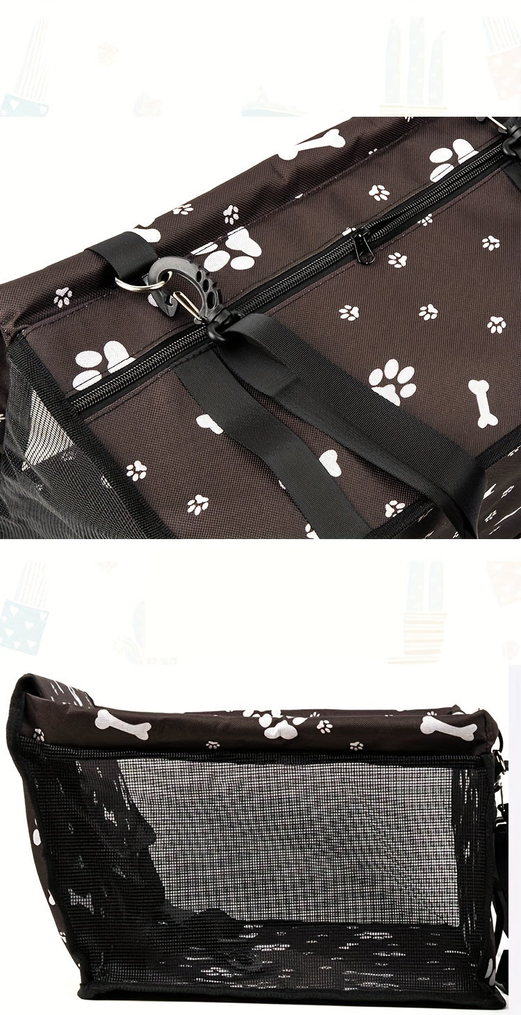Dog Car Booster Seat & Travel Carrier – Oxford Breathable Foldable Washable Pet Car Seat with Safety Leash, Adjustable Straps & Elevated View for Small Dogs and Cats