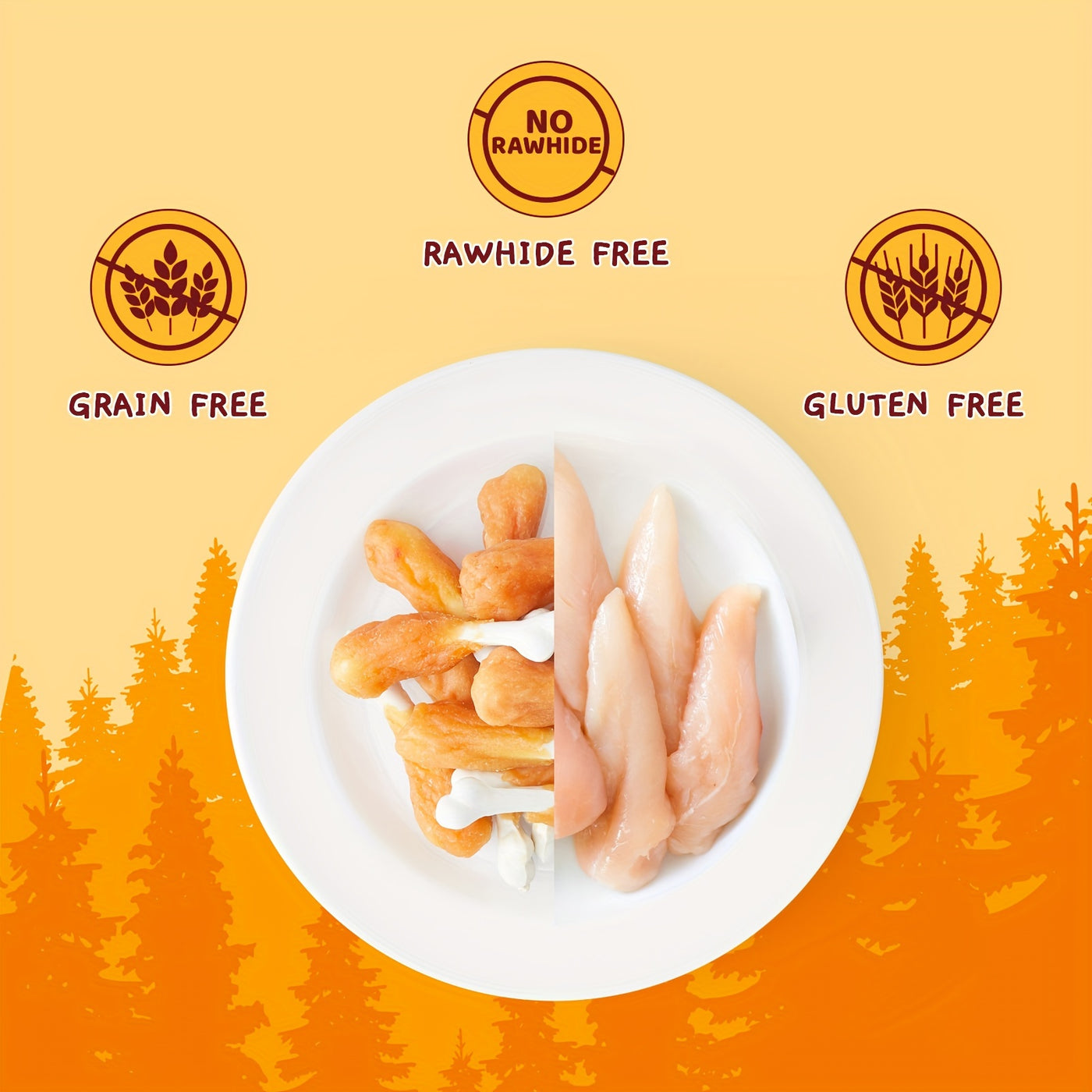 Chewy Chicken Dog Treats Rawhide Free Real Chicken Calcium Bone Cleans Teeth Freshens Breath Natural Dog Training Treat 21oz 31oz