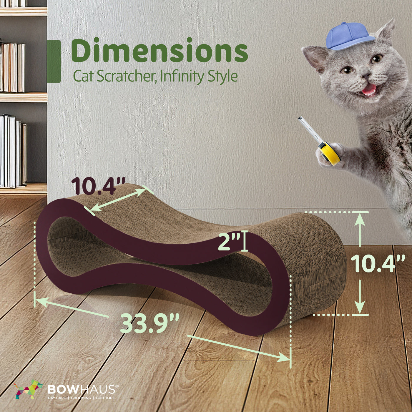 Large Cat Scratcher Lounger Reversible – Infinity Shape 5-Layer Cardboard Scratch Pad & Bed for Indoor Cats, 33.9 Inch, Brown or White