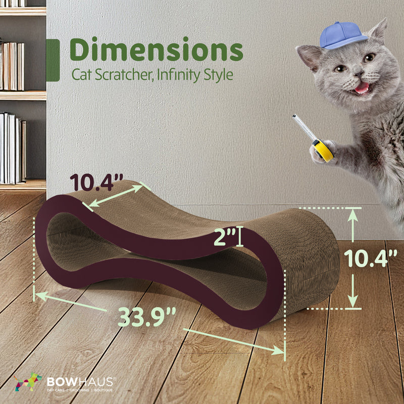 Large Cat Scratcher Lounger Reversible – Infinity Shape 5-Layer Cardboard Scratch Pad & Bed for Indoor Cats, 33.9 Inch, Brown or White