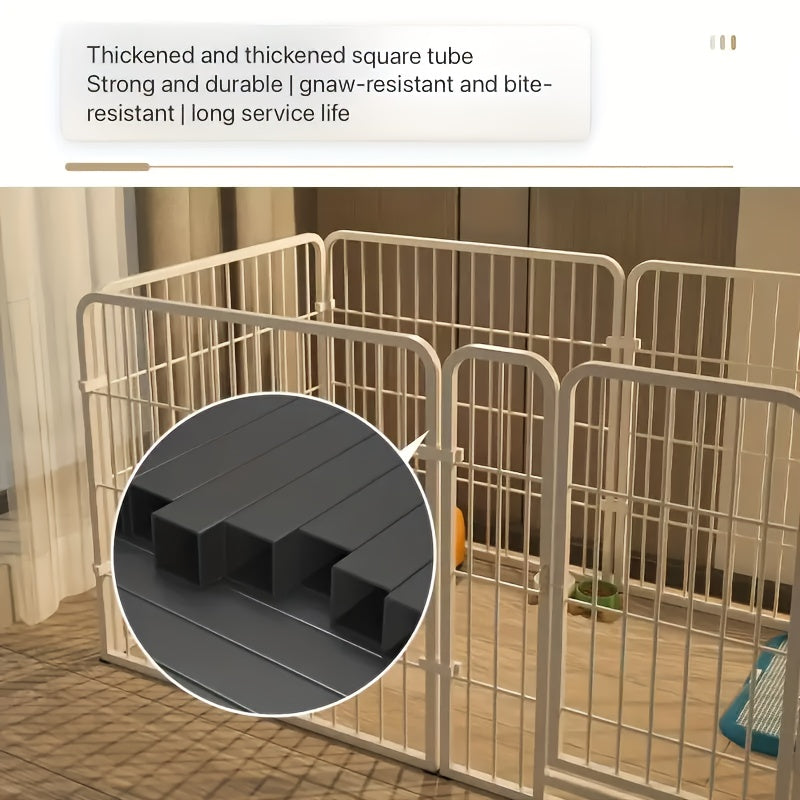 Indoor Dog Playpen with Potty Area & Rest Zone – Stainless Steel Multi-Function Enclosure for Small Medium Dogs, Flexible Layout, Black or White
