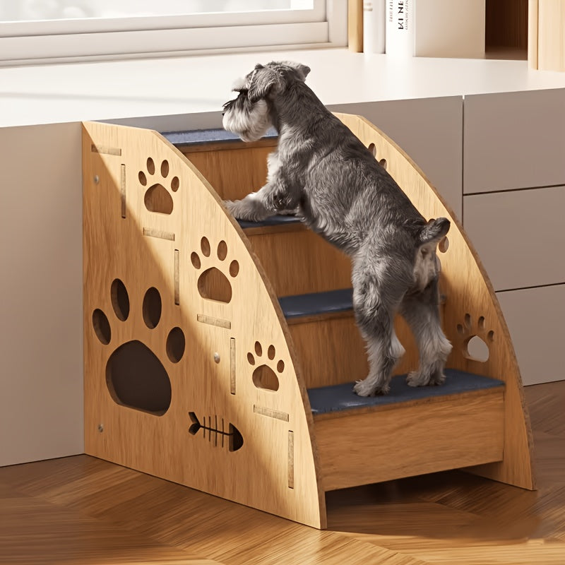 Pet Stairs for Bed and Sofa – 3 or 4 Step Non-Slip Dog & Cat Steps with Safety Railings, 15" High Ramp Staircase for Small and Medium Dogs and Cats