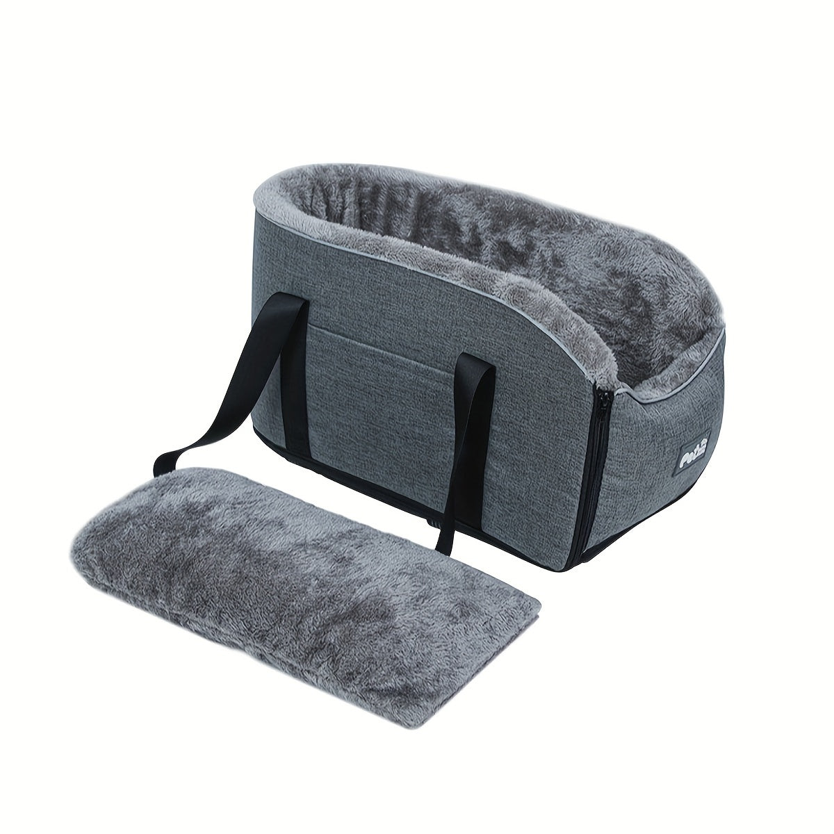 Pet Car Seat Booster for Small Medium Dogs & Cats – Portable Travel Bag with Secure Buckle Closure, Elevated View Polyester Dog Car Seat Grey