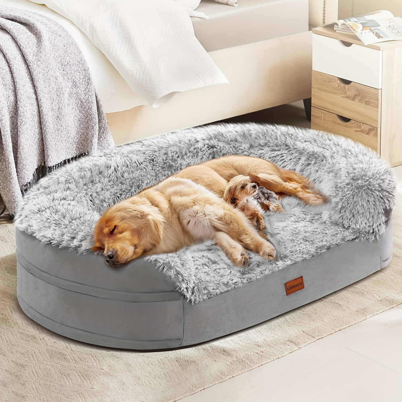 Orthopedic Egg Foam Dog Bed with Removable Washable Cover – Ultra Soft Memory Foam Pet Bed for Large, XL & Aging Dogs, Semicircle & Rectangle Styles