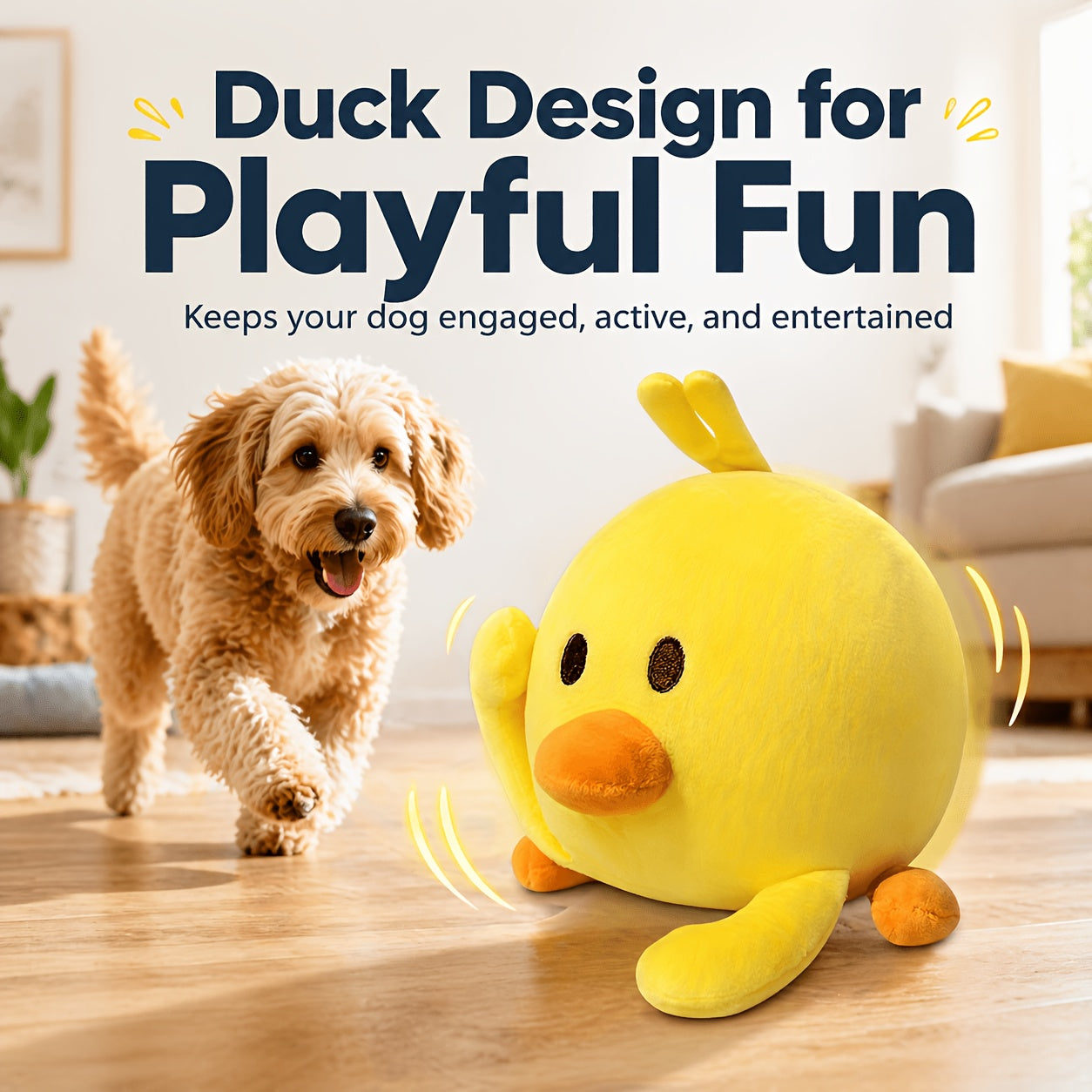 Rolling Bouncing Dog Toy with Motion Sensor & Animal Sounds – USB Rechargeable, Recording Mode, Washable, for Puppies & Small Dogs, Single or 2-Pack