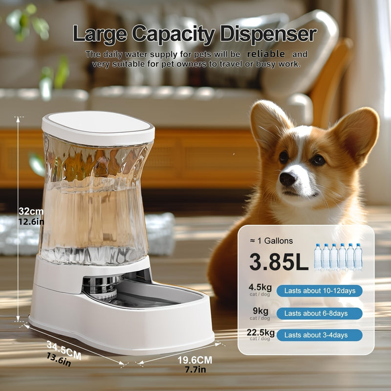 1 Gallon Gravity Pet Water Dispenser – Stainless Steel Bowl with Filter, Non-Slip BPA-Free No Electricity, Easy Clean for Cats & Dogs