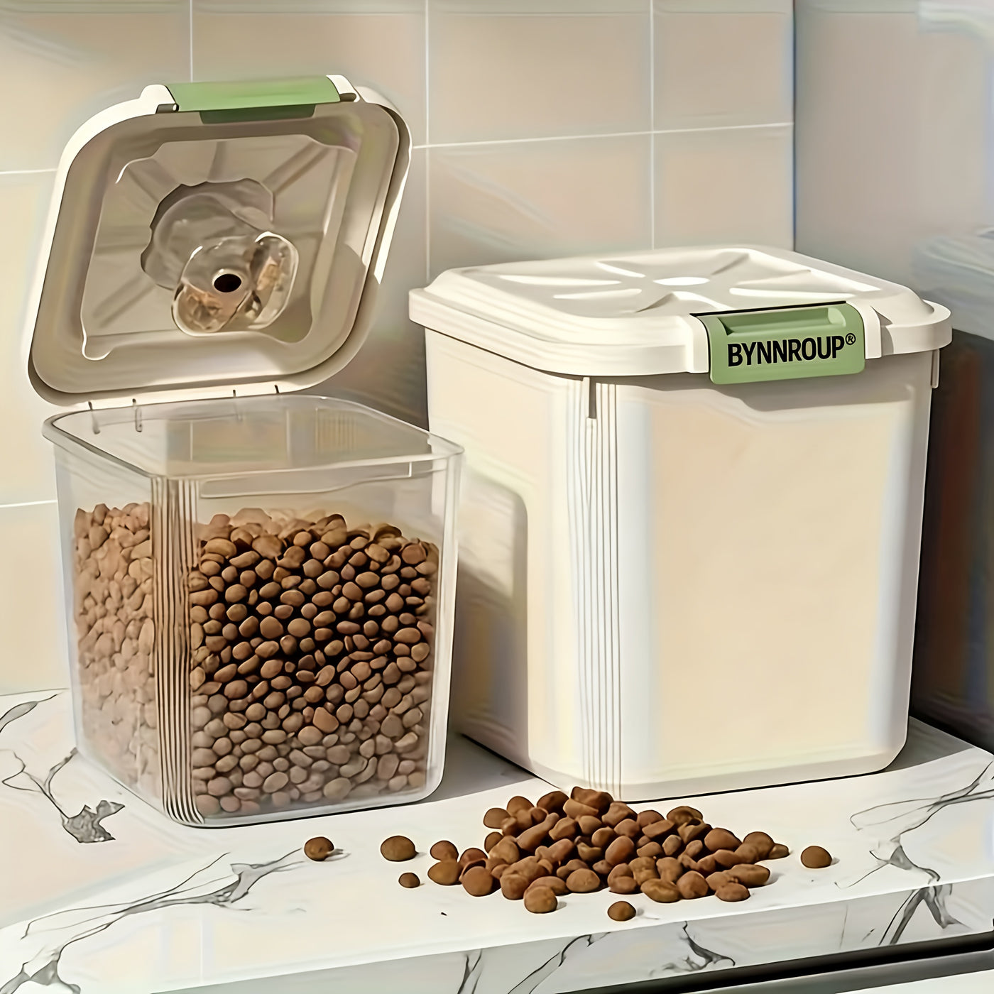Airtight Pet Food Storage Container with Locking Lid & Scoop - Moisture-Proof Dog Cat Dry Food Bin 4.4 to 55 LB with Wheels