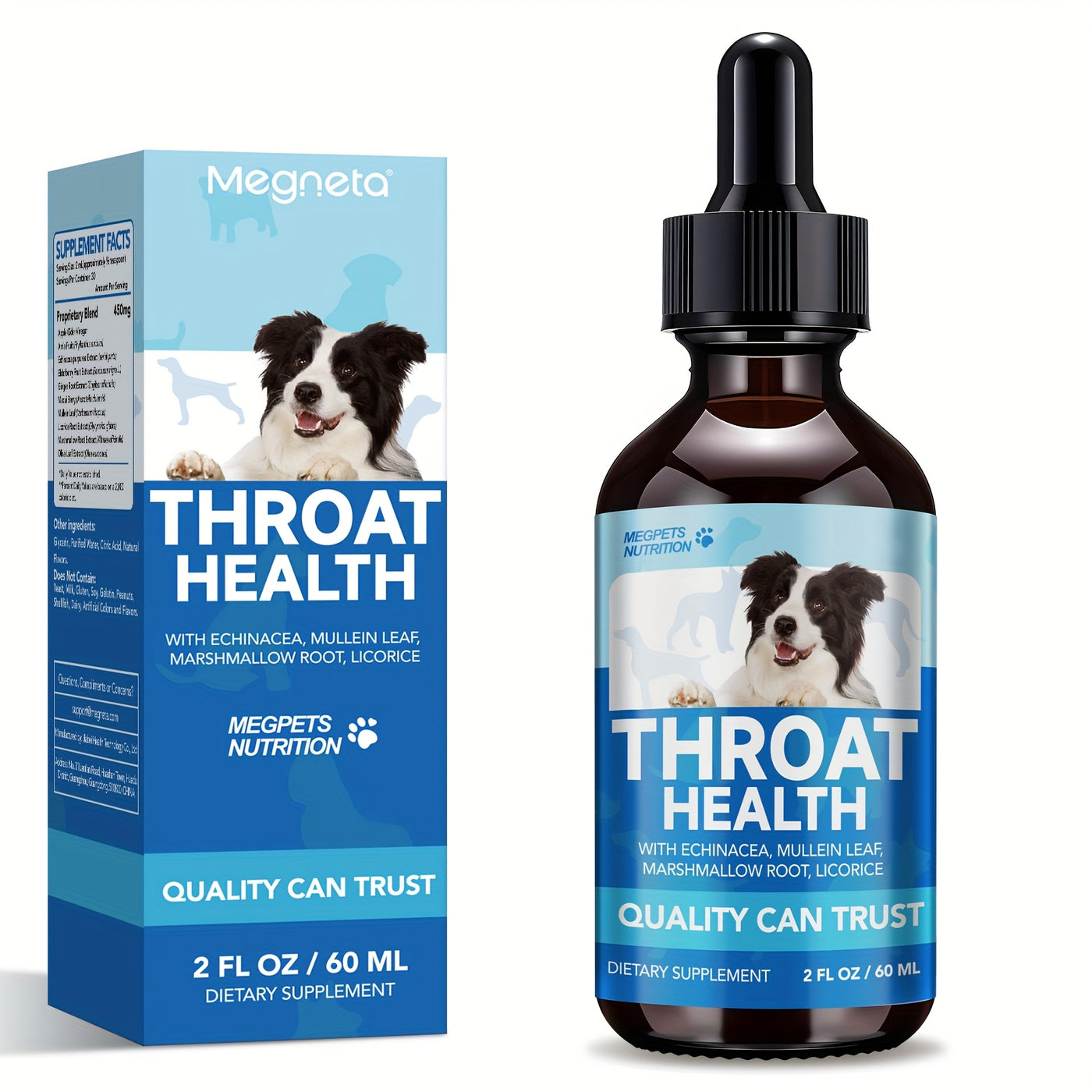 Respiratory Health Supplement for Dogs & Cats – Natural Marshmallow Root & Mullein Formula, Supports Lung & Airway Health, All Breeds, 2fl.oz