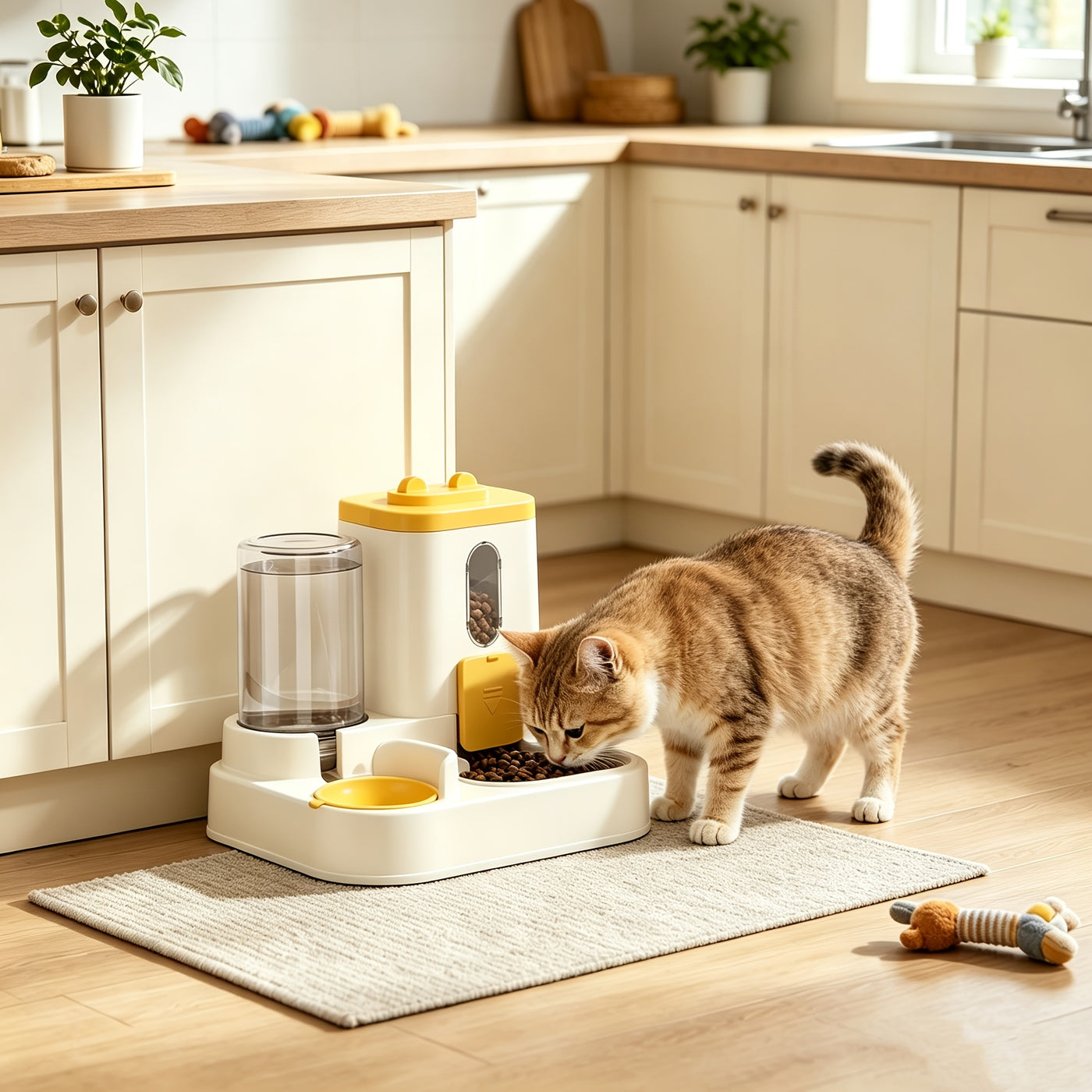 2-in-1 Automatic Pet Feeder for Cats & Dogs – Non-Electric Space-Saving Gravity Bowl, Easy Clean, Multi-Pet Family Dual Feeding Station