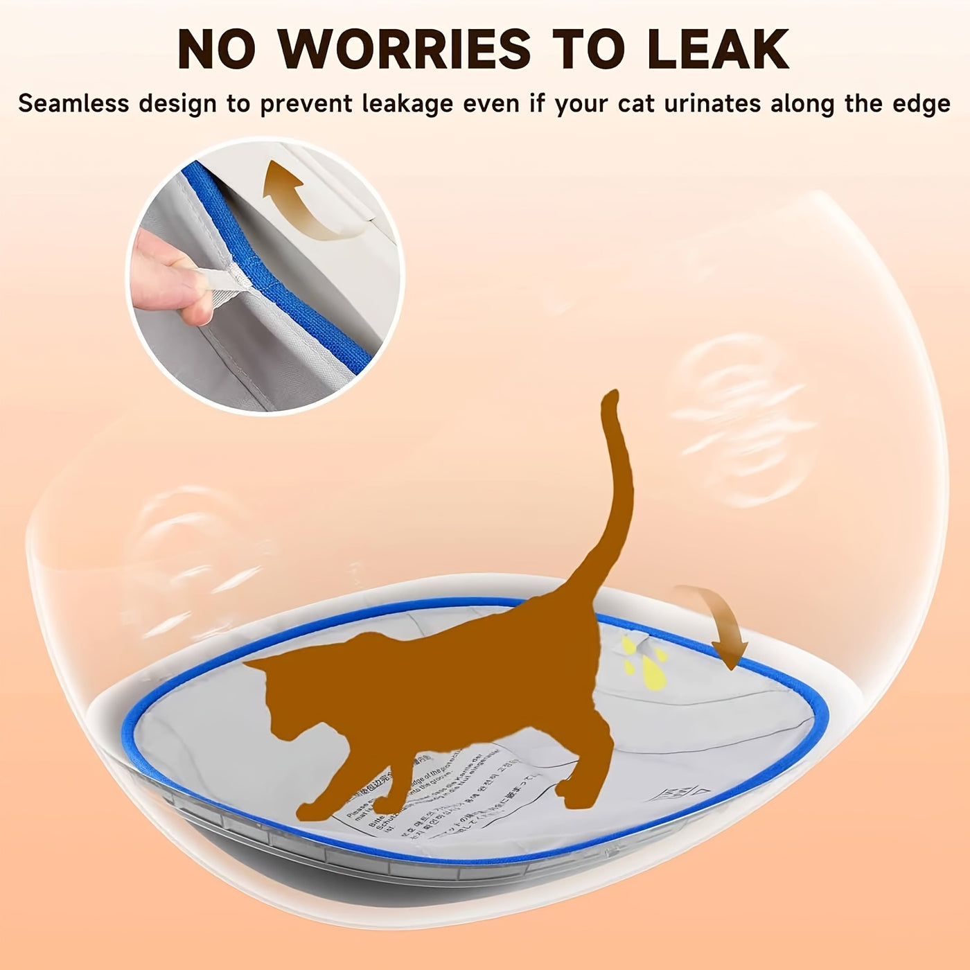 Cat Litter Box Liner Replacement 2-Pack – Leakproof Oval Refillable Liners for Semi-Open Self-Cleaning & Auto Cat Litter Boxes, White with Blue Trim