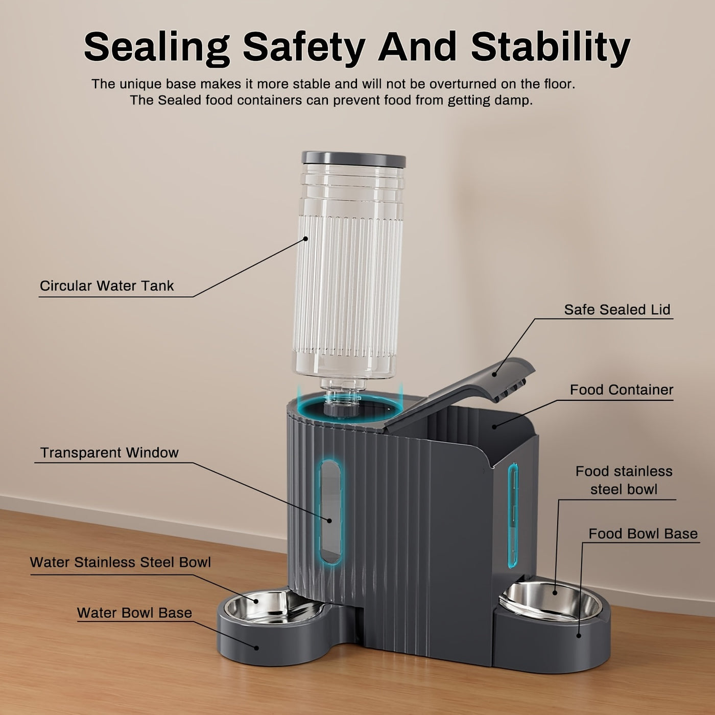 Dog Water Dispenser & Feeder 2-in-1 Set 1.6 Gallon – Automatic Gravity No Electricity 304 Stainless Steel Bowl, Removable Washable for Small Medium Large Dogs