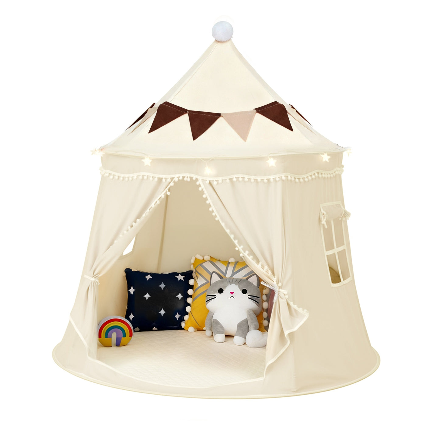 Pet Automatic Pop-Up Dome Tent – Portable Cat & Dog Shelter for Camping, Hiking & Road Trips, Quick Open & Close, No Assembly, 2 Styles: Deluxe (Mat + Star Lights) or Basic
