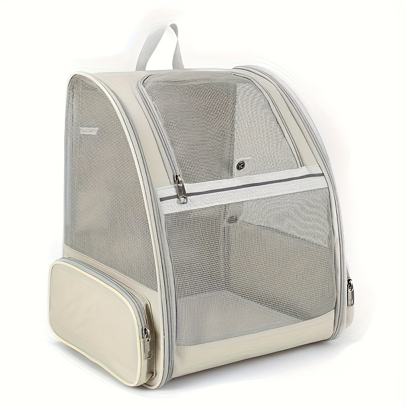 Cat Carrier Backpack – Ventilated Foldable Pet Backpack with Mesh Windows & Harness, Fits Cats up to 18lbs & Dogs up to 15lbs, Travel Hiking Car Airplane