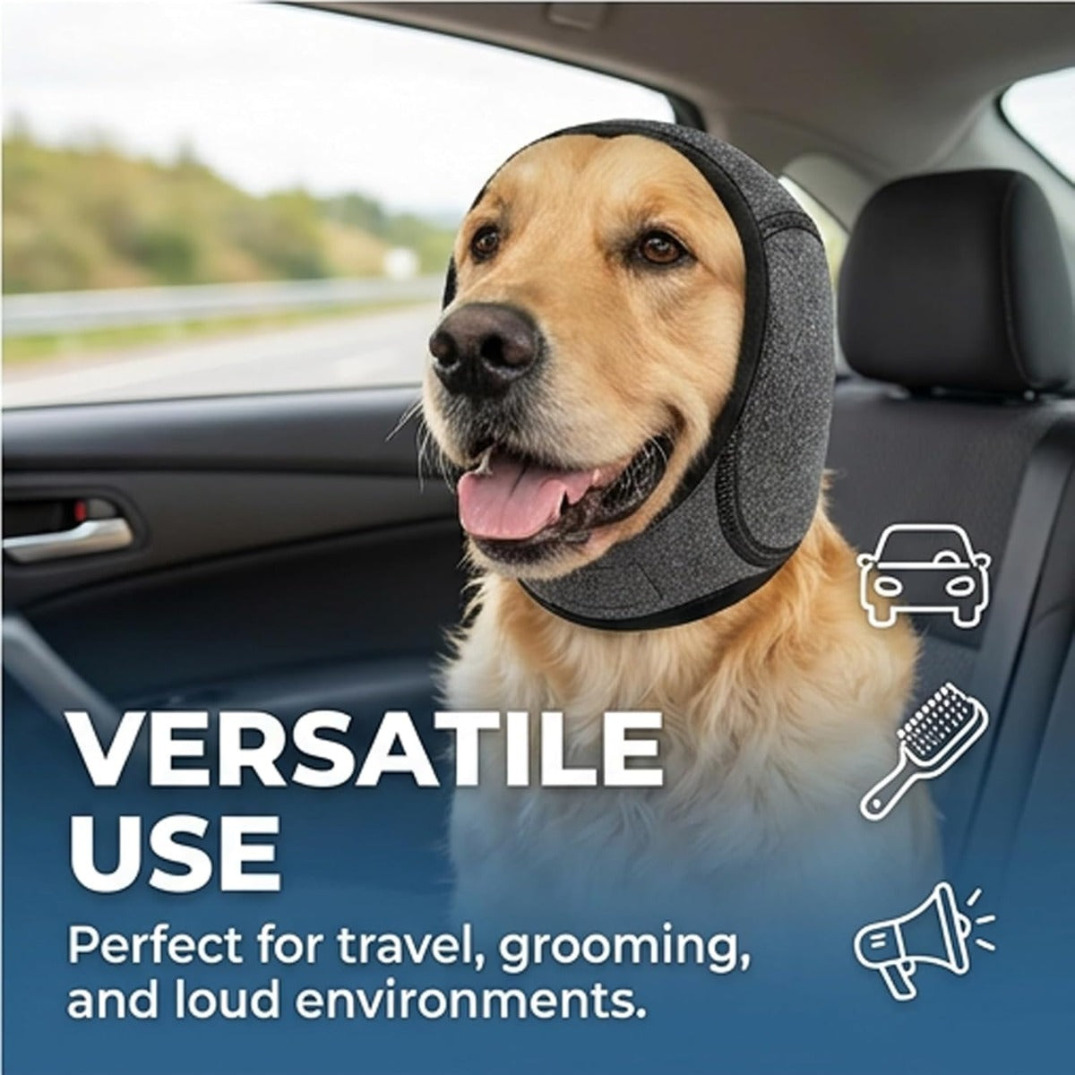 Dog Calming Hoodie with Noise Cancelling Ear Wrap – Anxiety Relief for Thunder Fireworks Grooming Bathing Small Medium Large