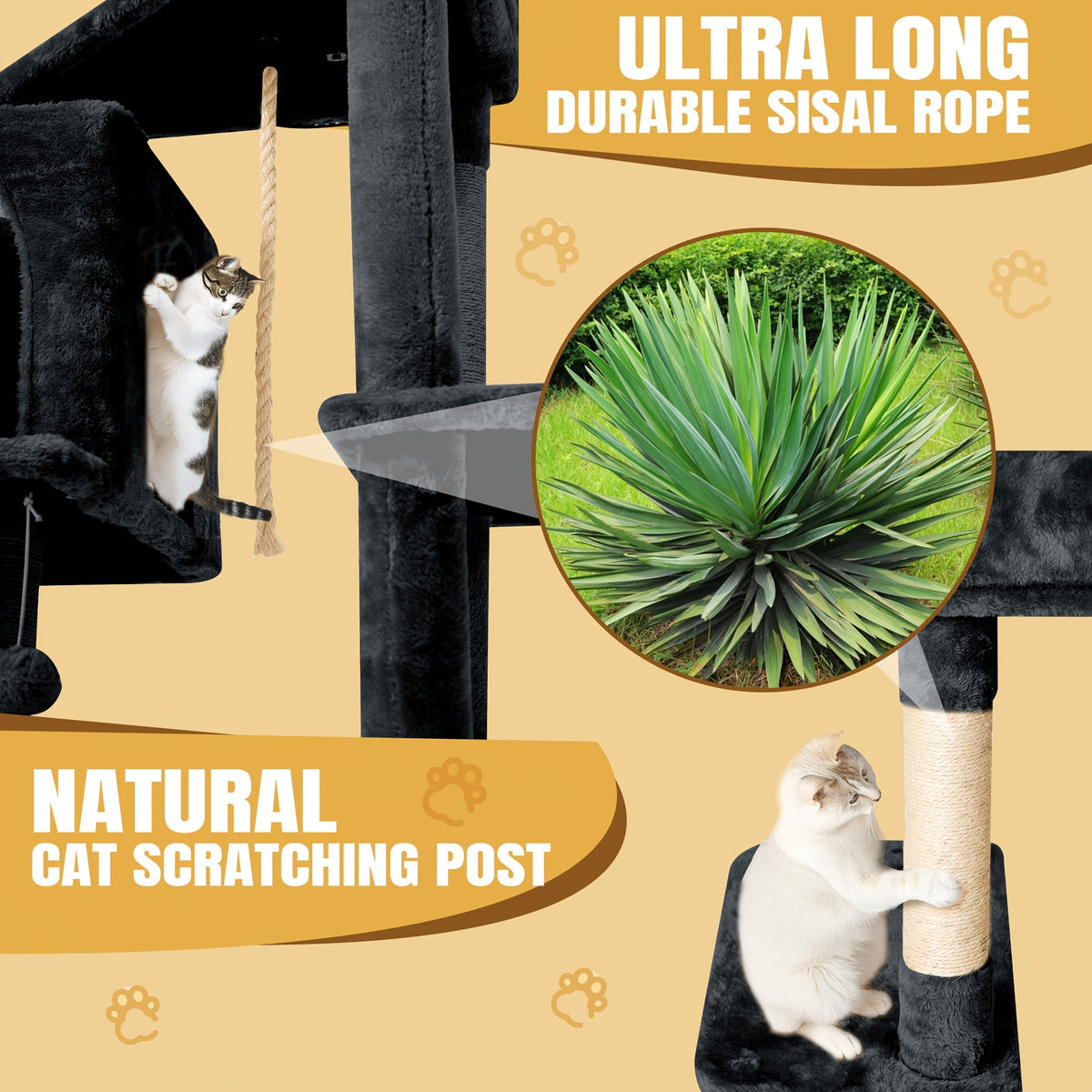 59-Inch Large Cat Tree Tower for Indoor Cats - Multi-Level Plush Perches, Sisal Scratching Posts & Hanging Ball Toy, Tall Cat Tower for Bedroom Living Room