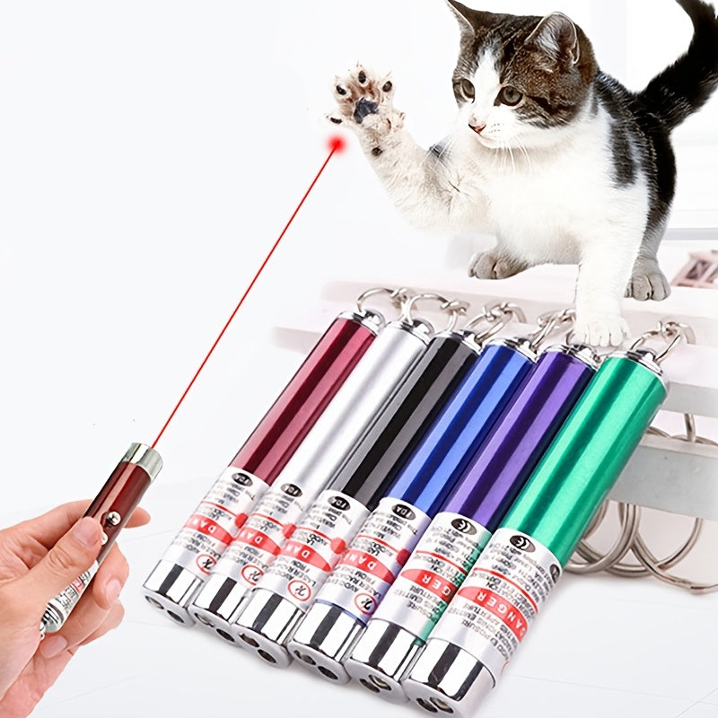 Cat Laser Pointer Toy 6 Pack Multicolor Mini Keychain LED - Interactive Chase Toy for Cats & Dogs Indoor Training Exercise