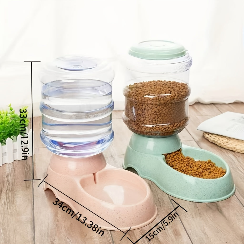 Gravity Pet Feeder & Water Dispenser 1 Gallon – No Battery Automatic Dog Cat Food Bowl Station, Durable BPA-Free PP, Small Medium Pets