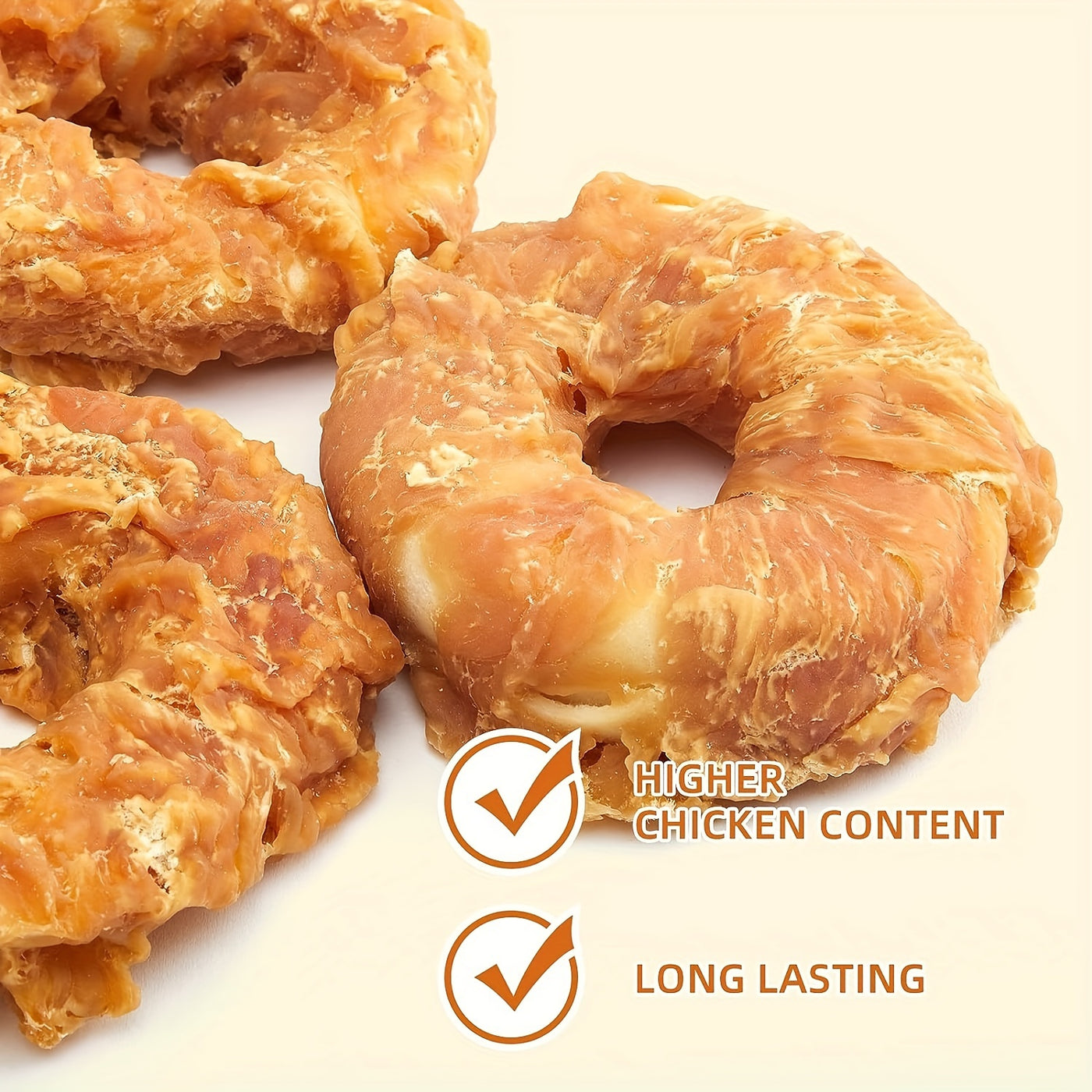 Chicken Wrapped Cowhide Dog Chews – Natural Grain-Free Teething Donut Treats for Dogs, Real Chicken & Rawhide Dental Chew for Healthy Teeth, Training Reward Snacks, 1pc / 3pc / 4pc Pack