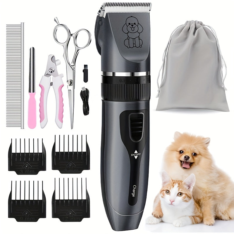 Professional Dog Grooming Kit – USB Rechargeable Electric Clippers with Ceramic Blades, Brush & Comb Set for Dogs & Cats, Multiple Colors & Beauty Sets