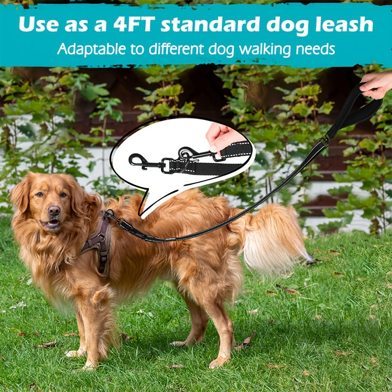Reflective No Pull Dog Leash with Double Handle for Training Walking - Heavy Duty Leash for Large & Medium Dogs with Traffic Control Grip