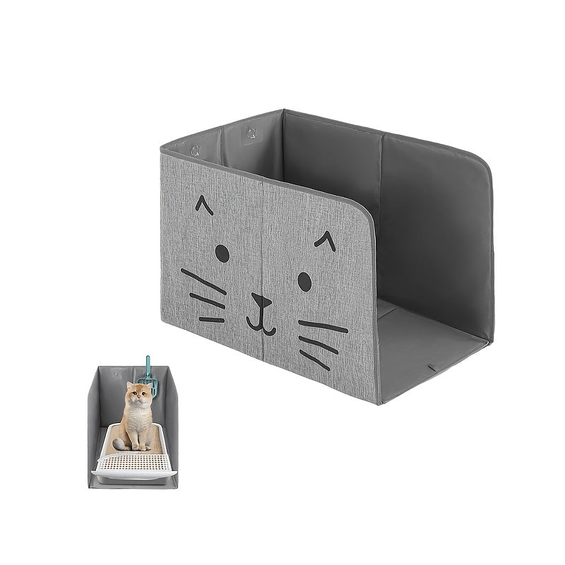 Cat Litter Box Splash Guard Heightened Widened Portable Foldable Baffle Open Style Litter Box Companion 24x17x16 Inch