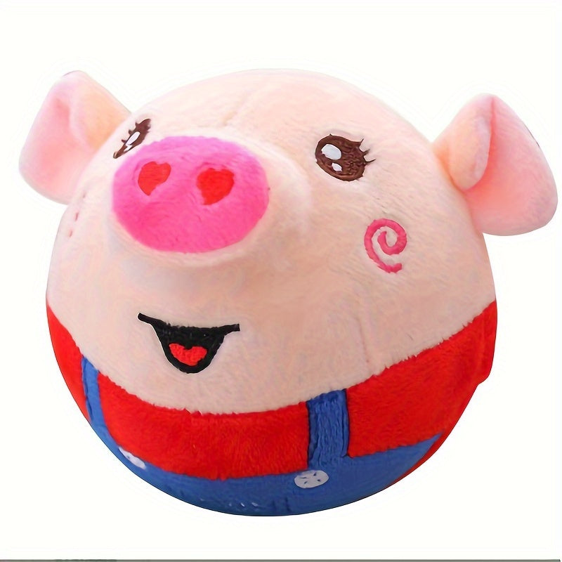 Smart Bouncing Dog Toy Ball with Recording & Music Mode – Rechargeable USB, Washable Animal Character, Squeaky for Small Medium Large Dogs
