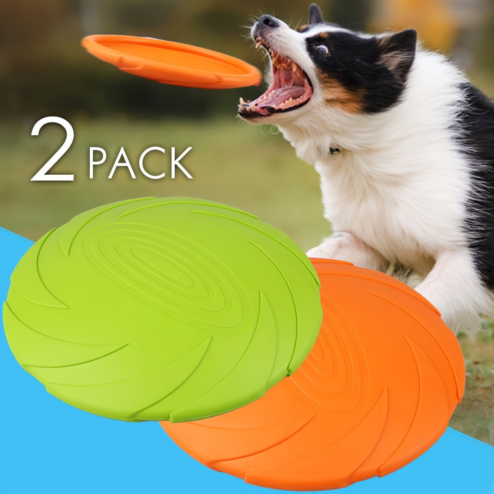 Natural Rubber Dog Flying Disc 2-Pack – 7" Durable Floating Frisbee for Fetch, Water Play & Beach – Doubles as Water Bowl, Safe for All Dogs