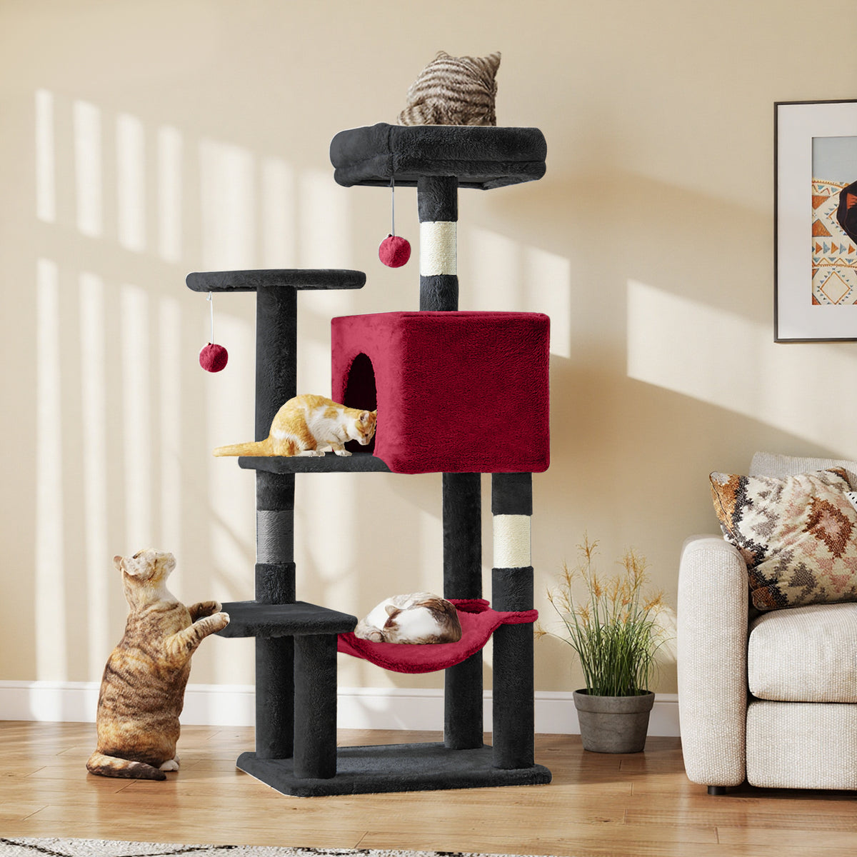 44-Inch Large Cat Tree Tower with Condo, Hammock & Sisal Scratching Posts – Multi-Level Indoor Cat House for Multiple Cats