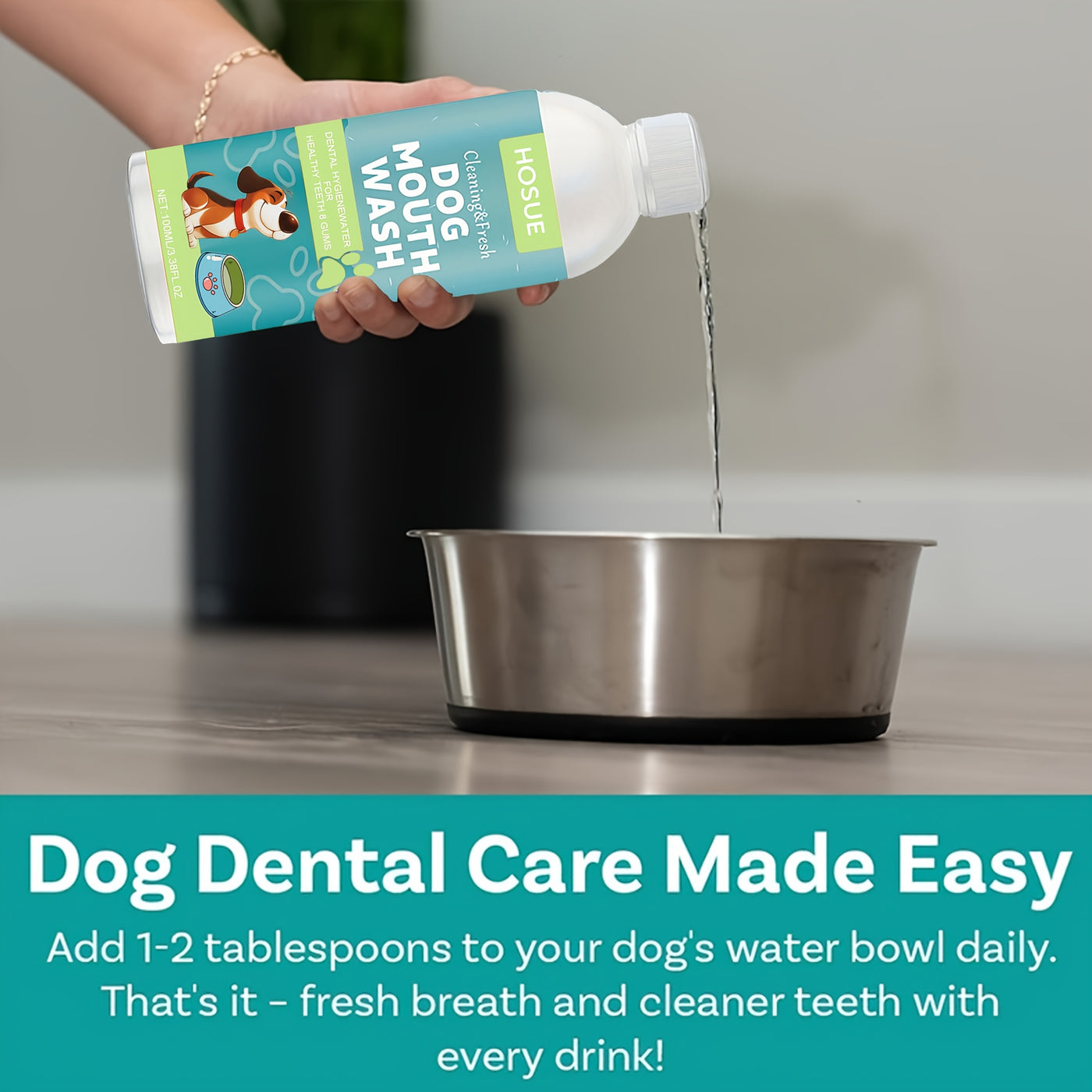 Dog Mouthwash for Fresh Breath 100ml – Peppermint Natural Dental Water Additive Oral Care Liquid for Dogs