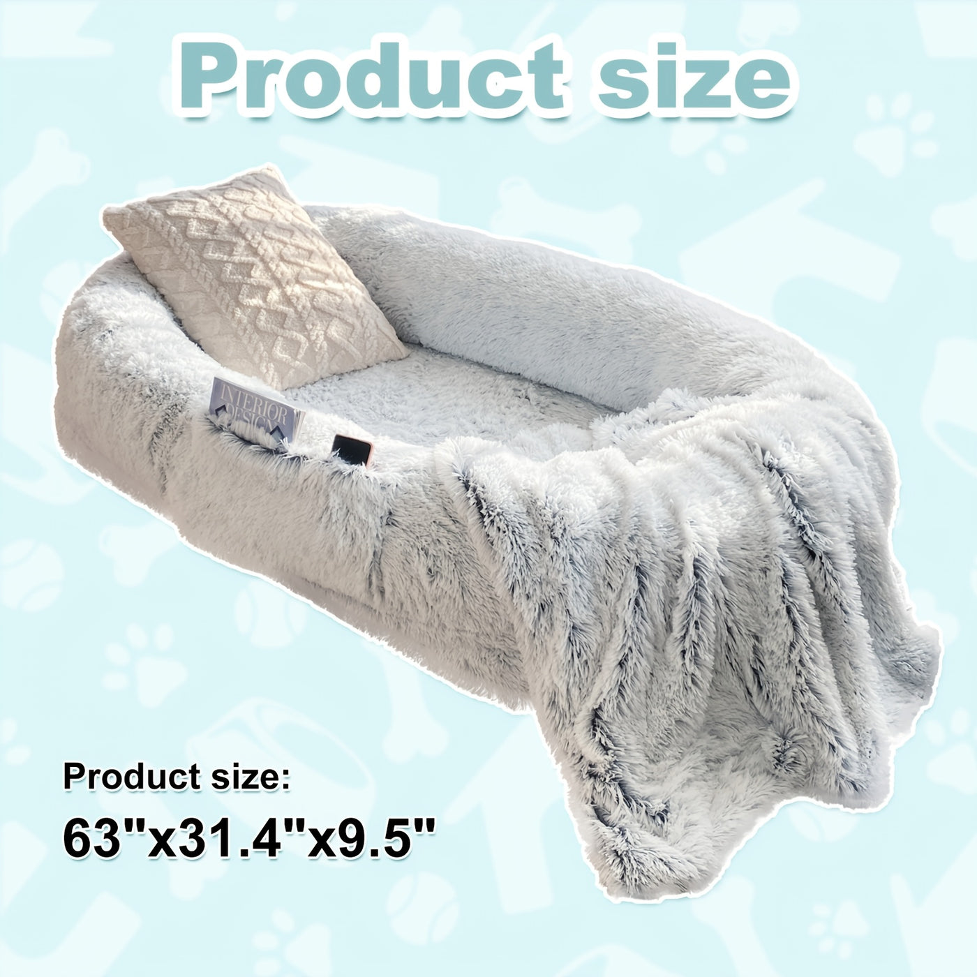 Human Dog Bed 70x44x11 Inch Giant Faux Fur Orthopedic Bed for People & Pets - Washable Non-Slip Extra Large Dog Bed for Adults, Napping, Lounging, All Breeds