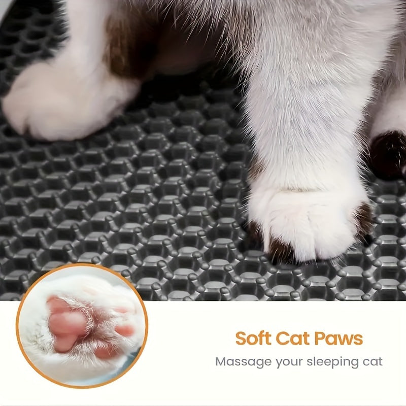 Honeycomb Double-Layer Cat Litter Mat - Urine-Proof Waterproof Washable Litter Trapping Mat for Indoor Cats, Non-Slip Cat Litter Box Mat Reduces Scatter & Mess, 60x90cm Dark Gray