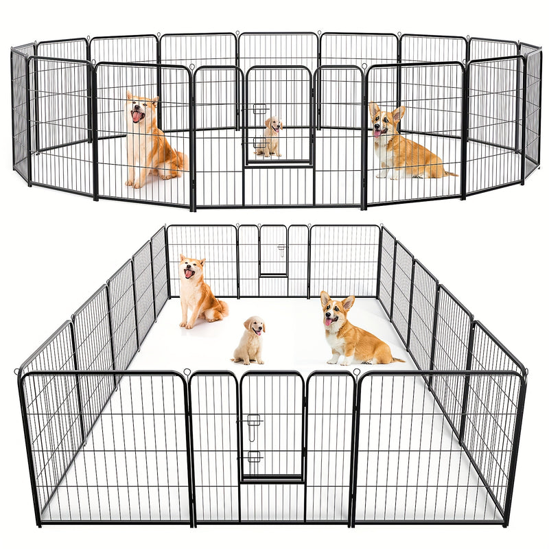 Dog Playpen Pet Exercise Pen 8 or 16 Panel – 24"/32"/40" Indoor Outdoor Puppy Fence for Small Medium Large Dogs, Sturdy Foldable Dog Yard