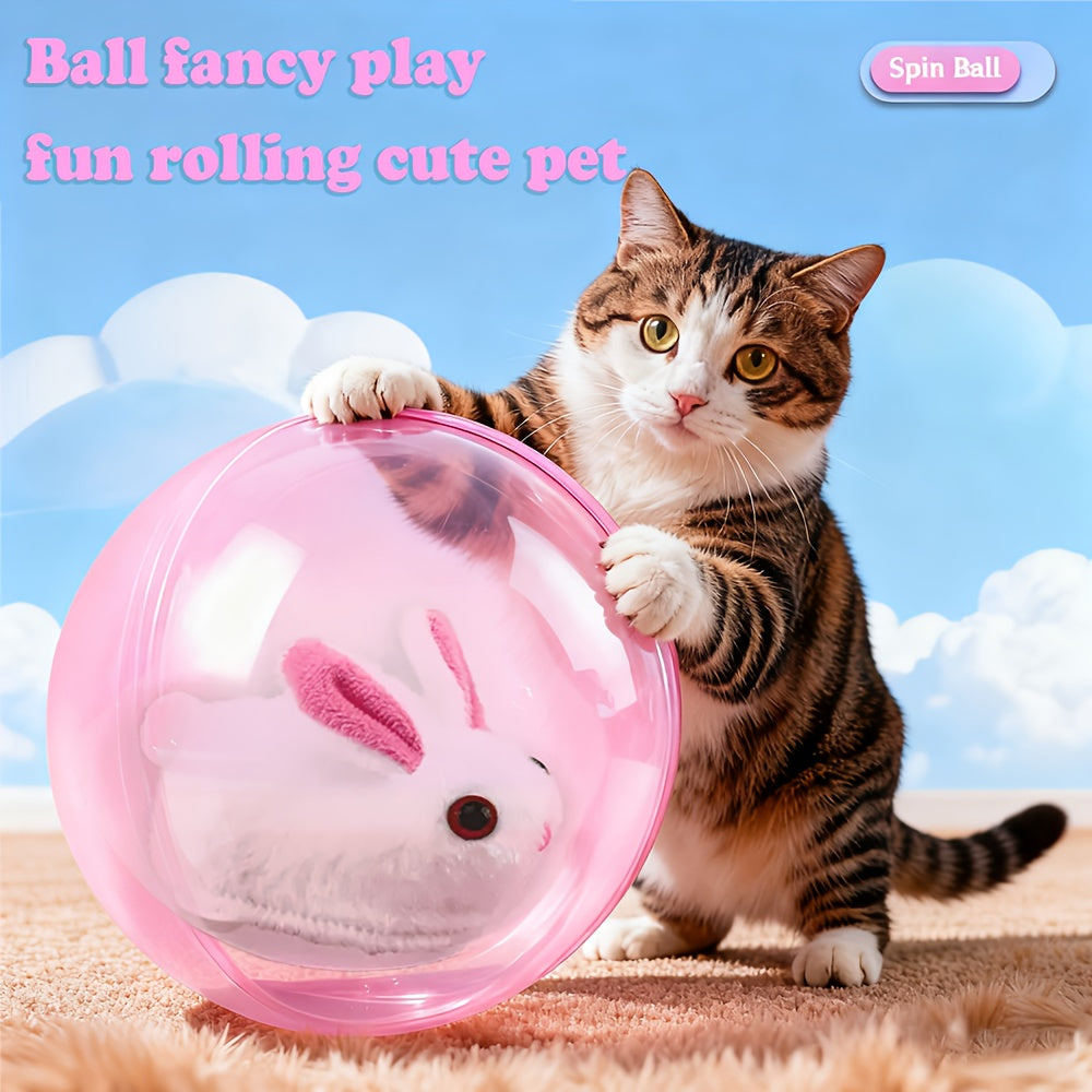 Motion Activated Interactive Cat Toy Ball – Auto Moving Rechargeable Toy for Indoor Cats & Dogs, Boredom Buster for Small Medium Large Pets, Cartoon Rabbit & Squirrel Design