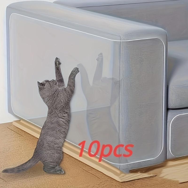 Cat Scratch Deterrent Tape 10 Pack – Clear Double-Sided Sticky Paws Furniture Protector, Stop Cats from Scratching Couch, Sofa, Door & Carpet, Anti-Scratch Training Tape