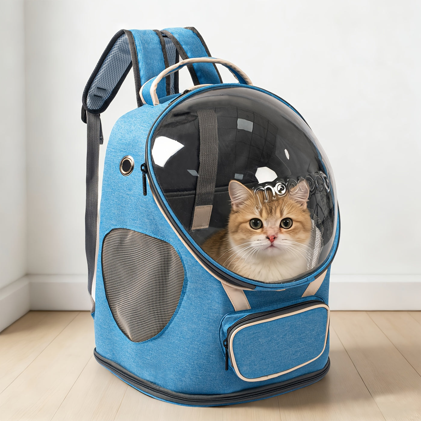 Space Capsule Pet Carrier Backpack – Transparent Breathable Travel Backpack for Cats & Small Dogs, Large Opening Zippered Design, Portable All-Season Pet Outing Bag
