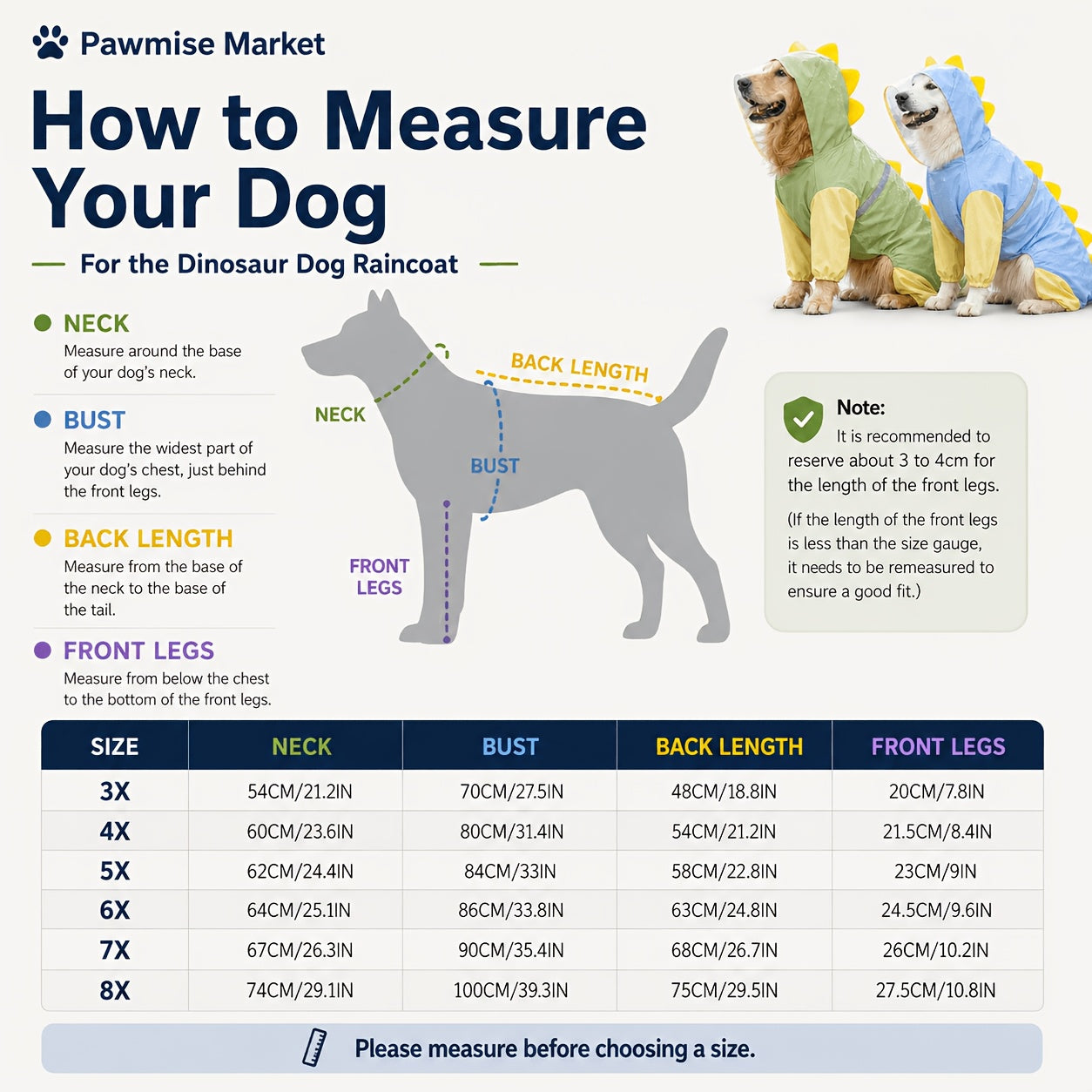 Large Dog Raincoat Dinosaur Costume Full Body – Waterproof Rain Jacket with Hood & Tail for Golden Retriever Labrador, Funny Outdoor Pet Outfit 3XL-8XL