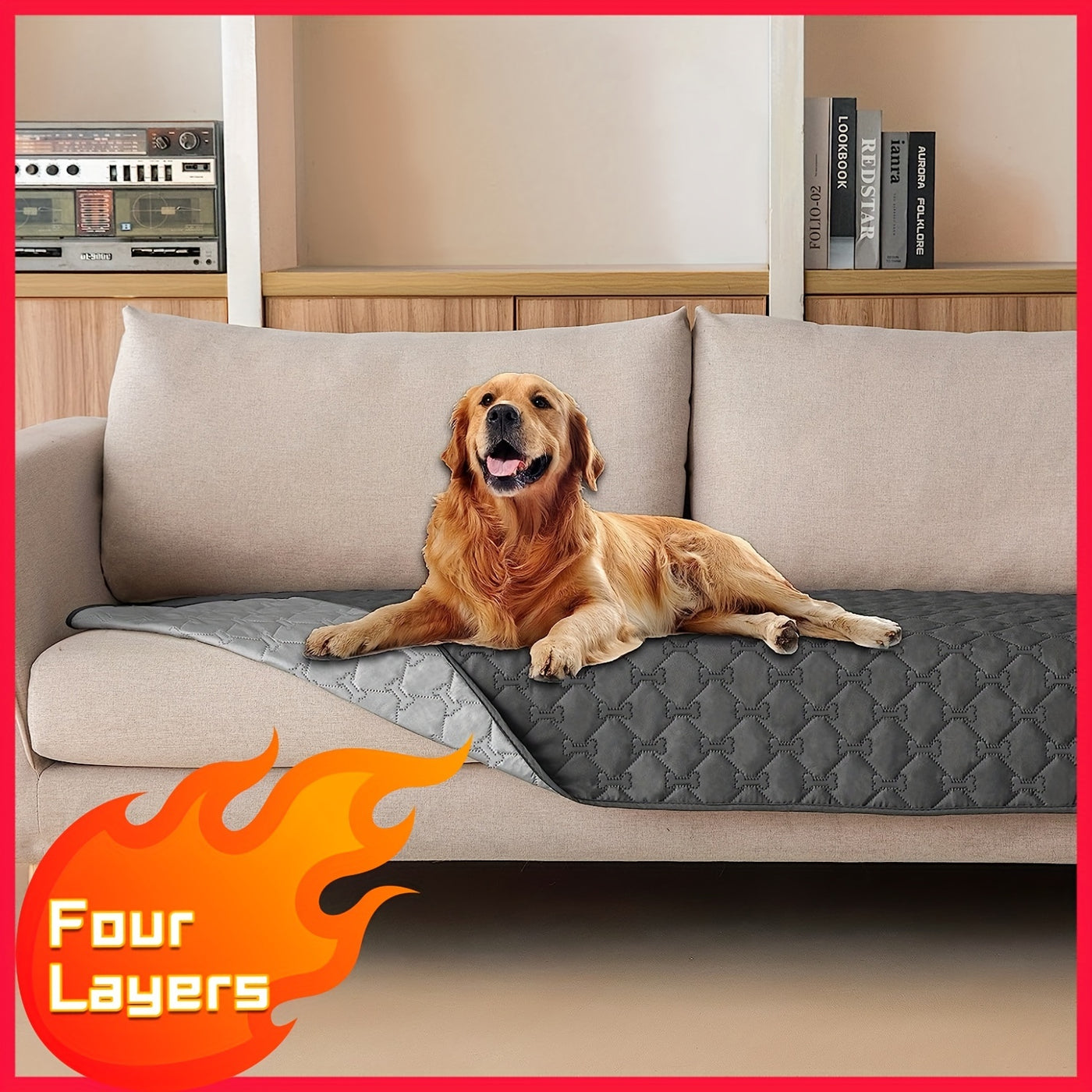 Extra Large Reversible Waterproof Dog Blanket – Double-Sided Bone Pattern, Machine Washable Sofa & Bed Protector for Small Medium Large Dogs & Cats, Indoor & Outdoor Use