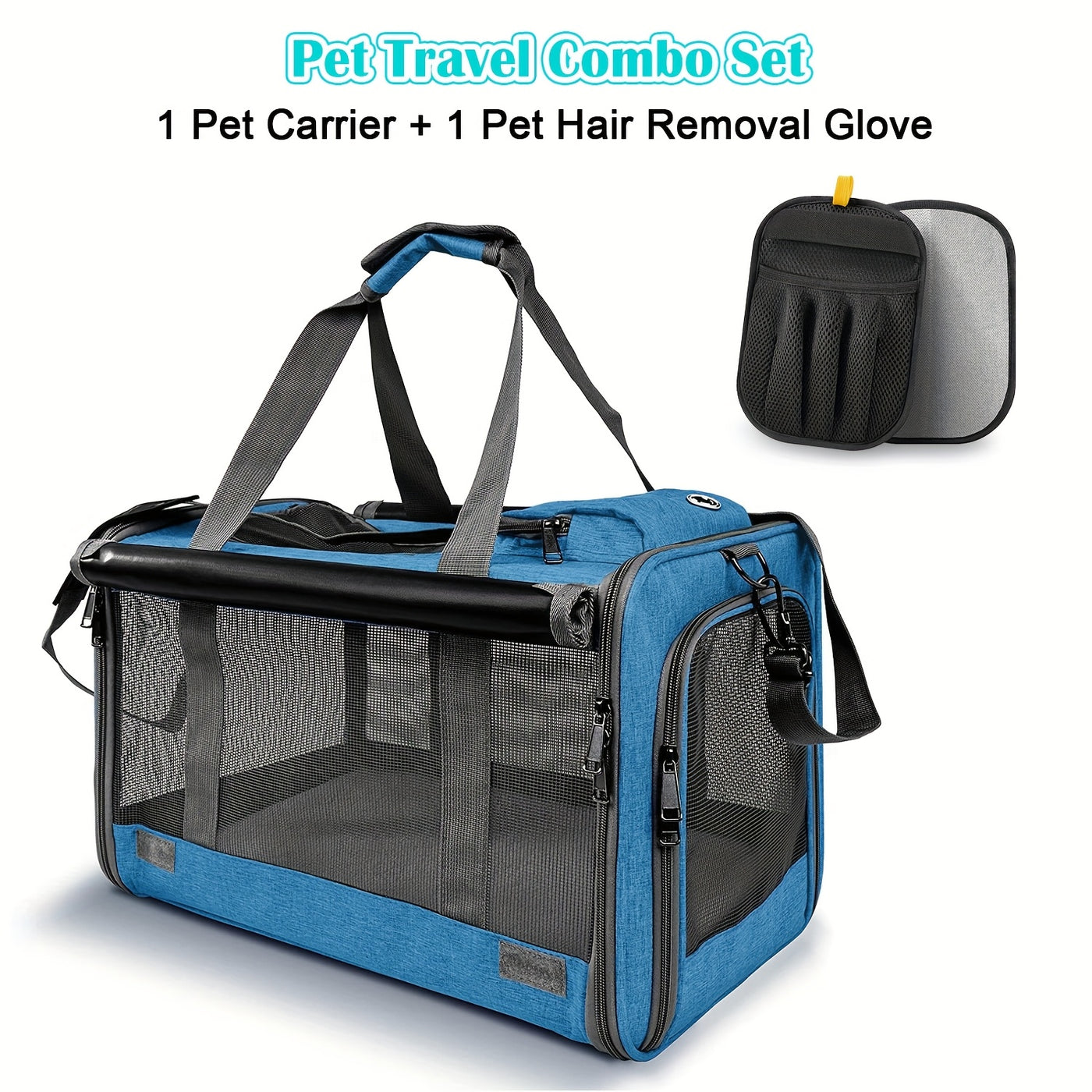 Airline Approved Soft-Sided Pet Carrier for Large Medium Cats & Small Dogs – Breathable Collapsible Travel Bag, Multiple Colors, Optional Combo with Bowls & Pet Glove