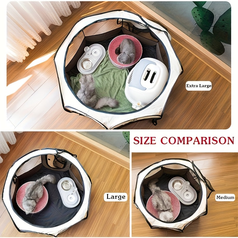 Foldable Octagonal Pet Enclosure Tent for Cats & Dogs - Scratch-Resistant Oxford Fabric, Open Top, Portable Indoor Outdoor Playpen for Kittens Puppies