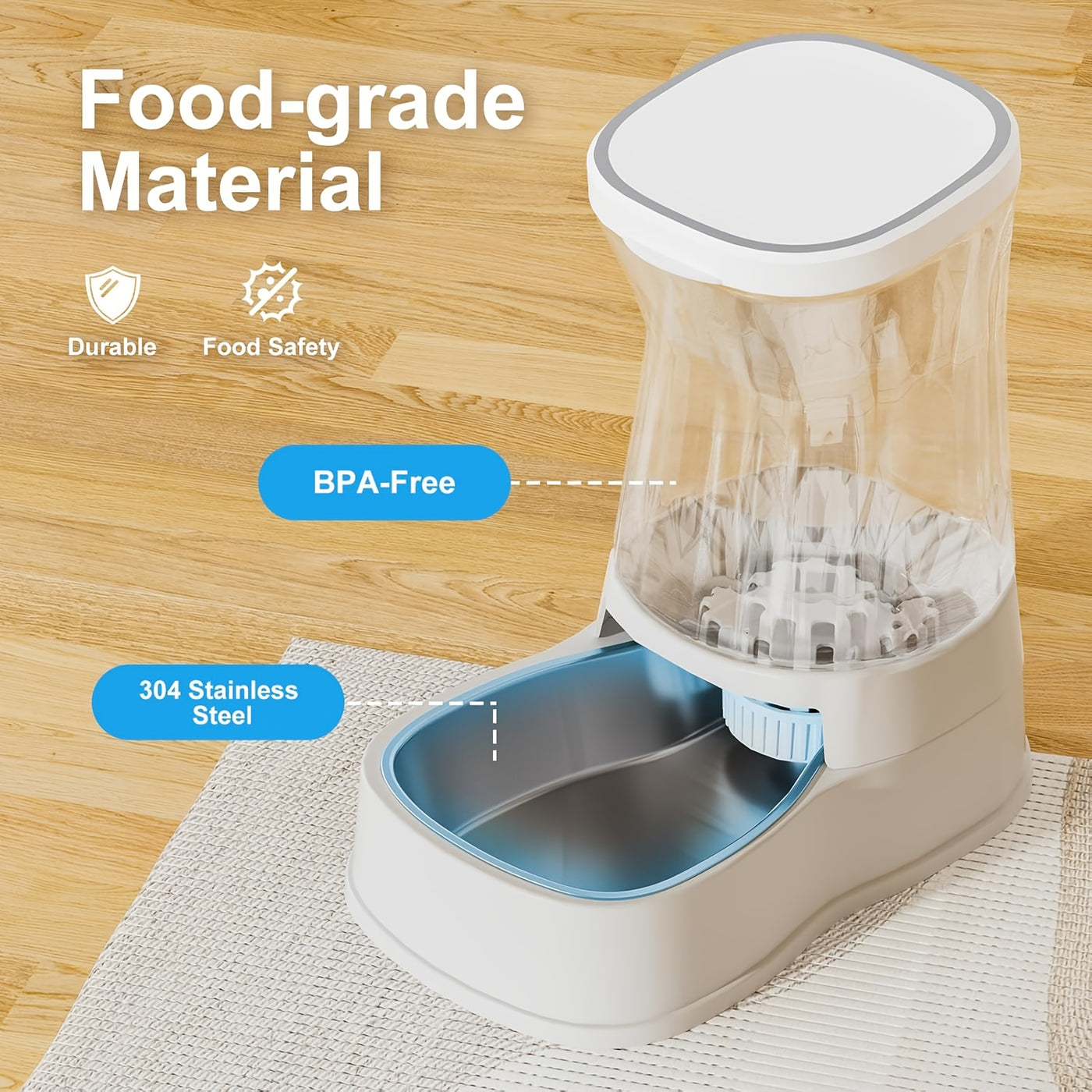 1 Gallon Gravity Pet Water Dispenser – Stainless Steel Bowl with Filter, Non-Slip BPA-Free No Electricity, Easy Clean for Cats & Dogs