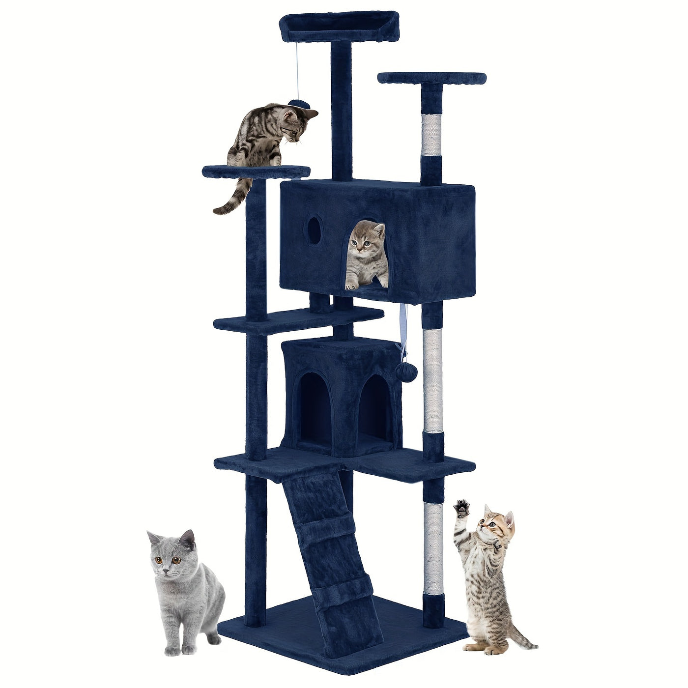 Multi-Level Cat Tree Tower with Scratching Post & Cat House - Indoor Cat Activity Center 22/54/60/70 Inch, Cat Climbing Tower for Kittens & Adult Cats, Easy Assembly