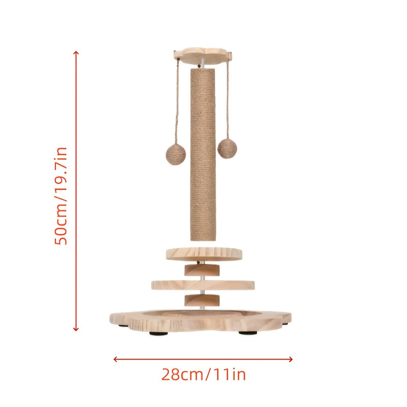Solid Wood Cat Scratching Post – Multiple Styles & Sizes | Sisal, Mushroom, Dolphin, Fur & Hammock Scratcher for Indoor Cats