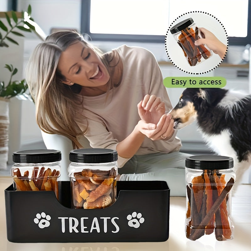 Airtight Pet Food Storage Container Set 3-Piece – Farmhouse Style BPA-Free Plastic Jars for Dog & Cat Treats, Snacks & Dry Food