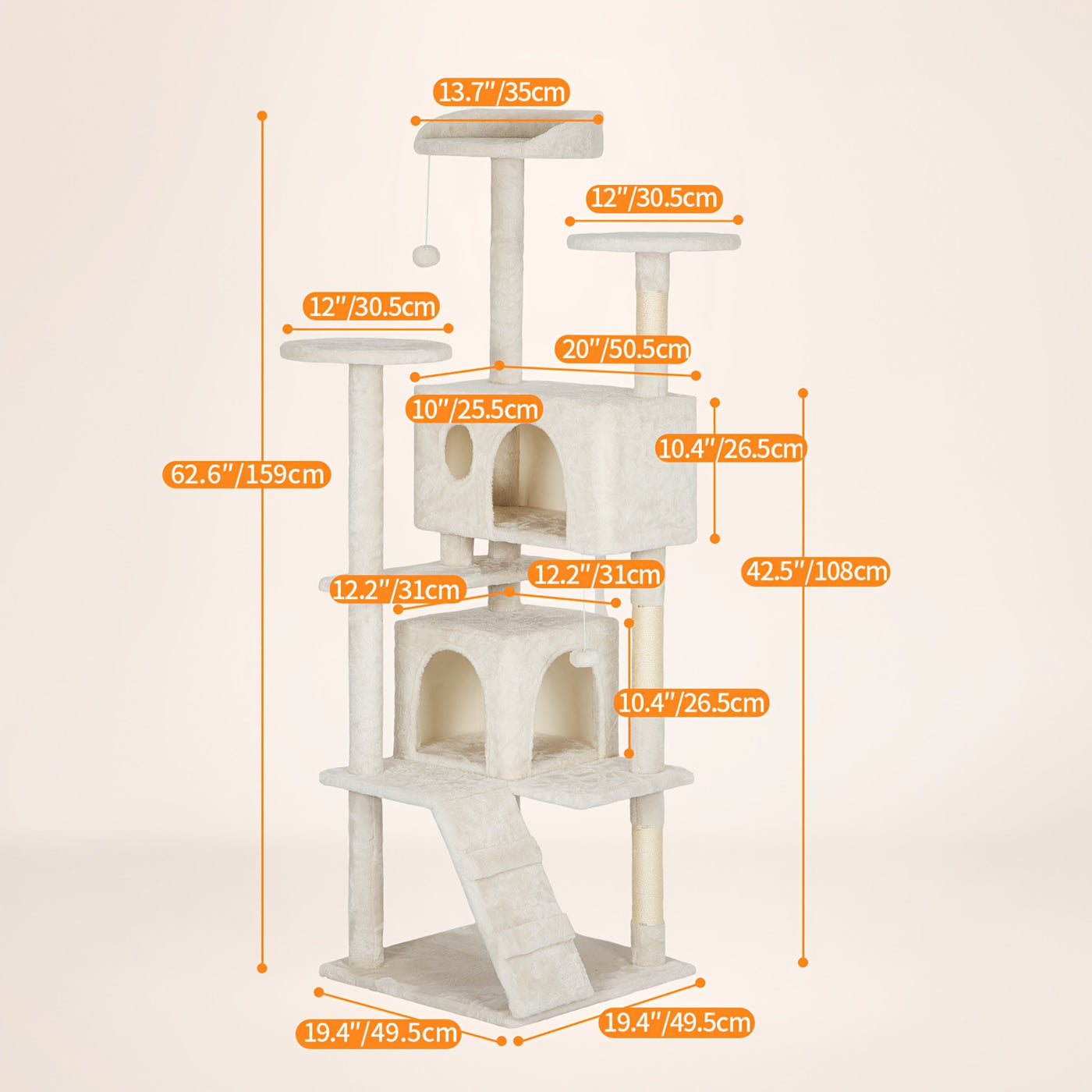 Multi-Level Cat Tree Tower with Scratching Post & Cat House - Indoor Cat Activity Center 22/54/60/70 Inch, Cat Climbing Tower for Kittens & Adult Cats, Easy Assembly