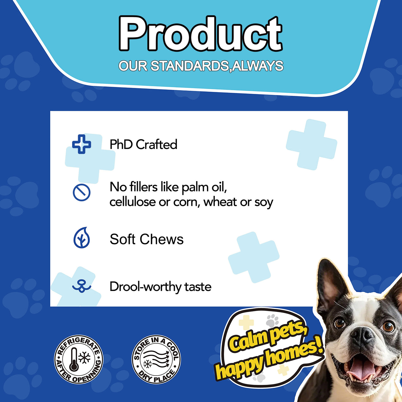 Dog Calming Chews 90ct Chicken Flavor – Natural Herbal Supplement for Anxiety Thunder Fireworks and Barking Relief