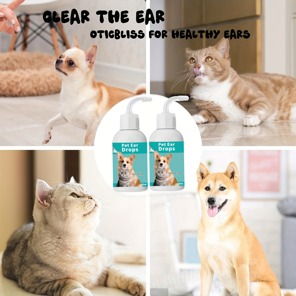 Dog & Cat Ear Cleansing Drops – Gentle Non-Irritating Formula for Ear Infections, Earwax Removal & Odor Control, 4oz Pet Ear Care Solution, 1/2/4 Pack