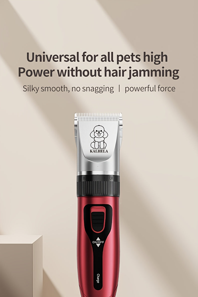 Rechargeable Pet Grooming Clippers with LED Display – Low Noise Cordless Dog & Cat Hair Trimmer, Detachable Blades, 4 Guide Combs, USB Charging