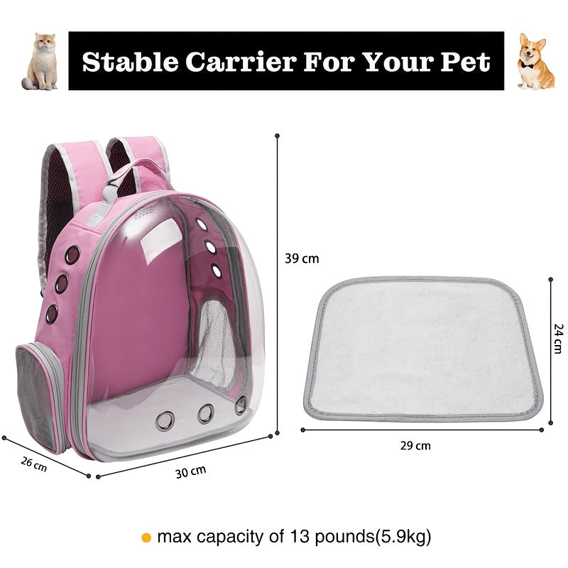 Cat Backpack Transparent Space Capsule – Portable Breathable Pet Carrier Bag for Cats & Small Dogs, Airline-Style Travel Bag for Going Out, Bonus Pet Accessories Included